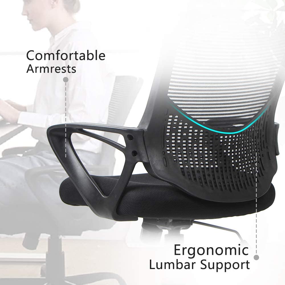 Ergonomic Office Chair Mesh Computer Desk Chair with Lumbar Support Armrest, Executive Height Adjustable Swivel Task