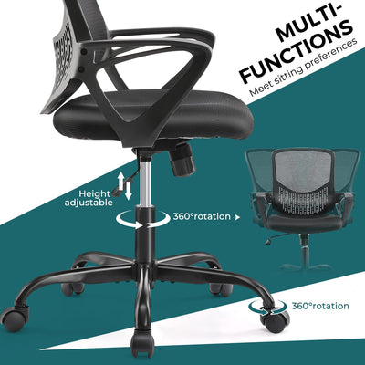 Ergonomic Office Chair Mesh Computer Desk Chair with Lumbar Support Armrest, Executive Height Adjustable Swivel Task